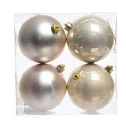 Lot de 4 boules de Noël (D100 mm) Aravis Perle