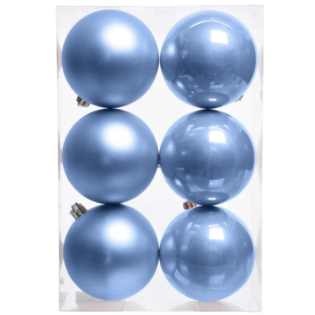 Lot de 6 boules de Noël (D80 mm) Aravis Bleu ciel