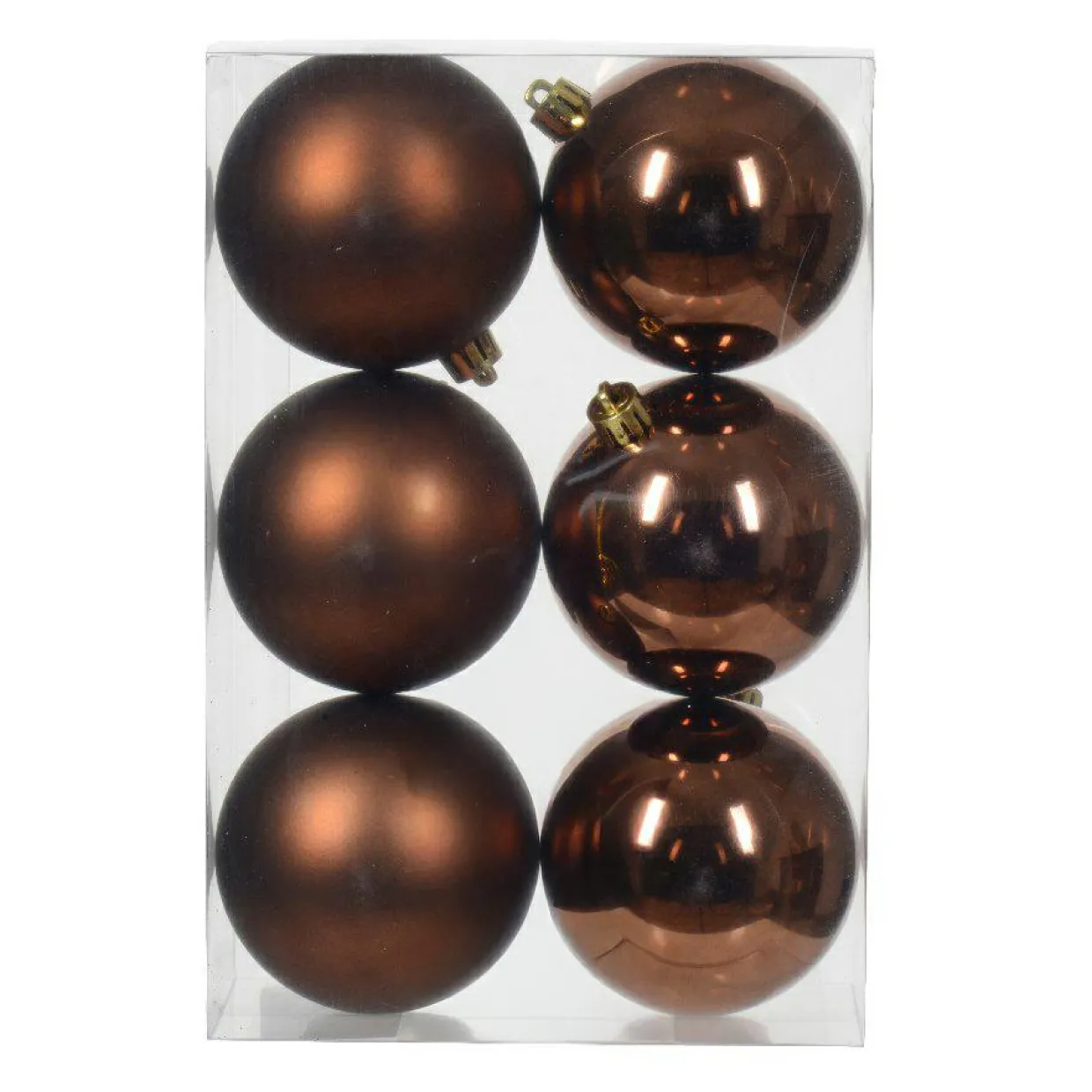 Lot de 6 boules de Noël (D80 mm) Aravis Brun café