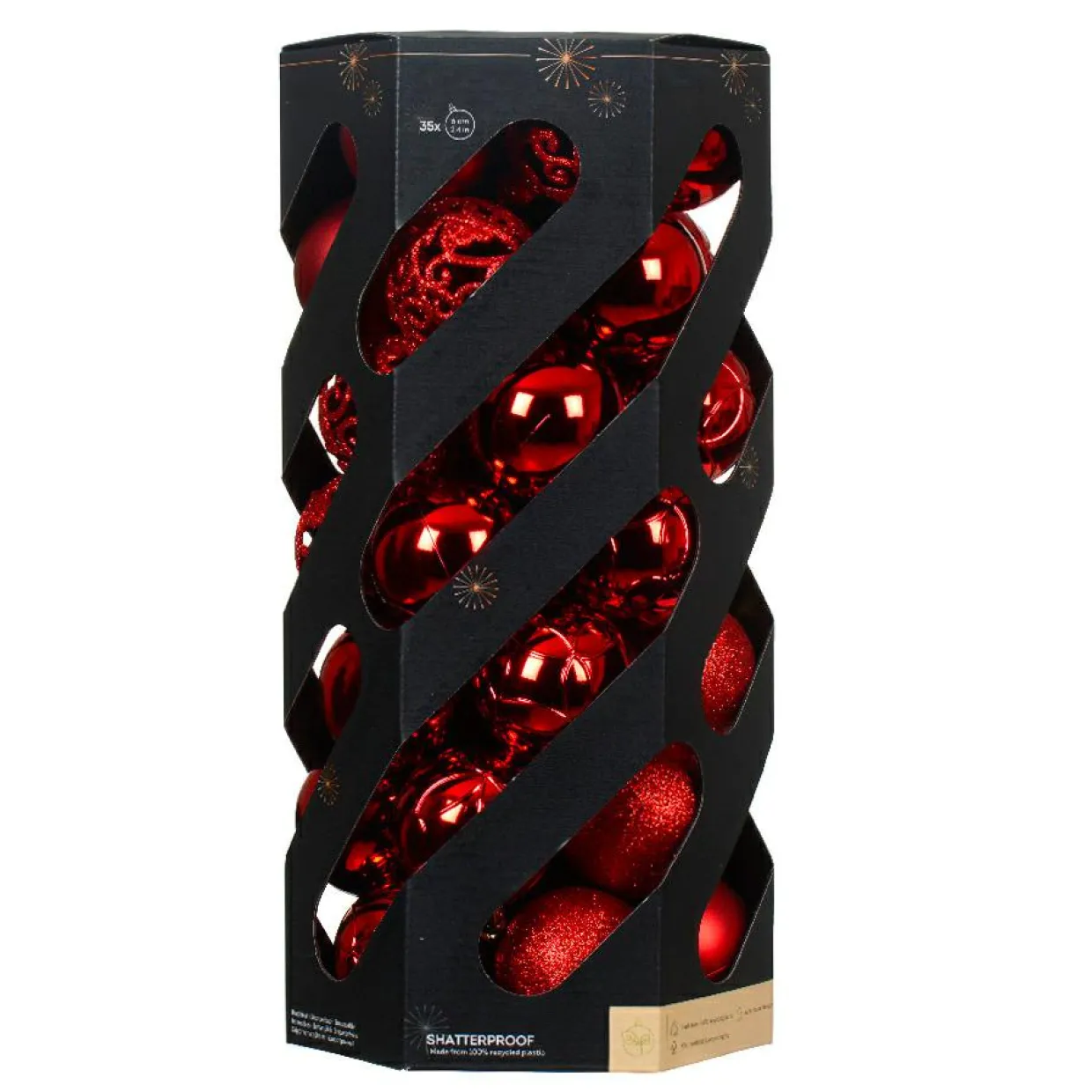 Lot de 35 boules de Noël (D60 mm) Aravis mix Rouge