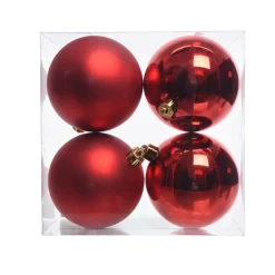 Lot de 4 boules de Noël (D100 mm) Aravis Rouge