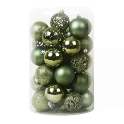 Lot de 35 boules de Noël (D60 mm) Aravis mix Vert romarin