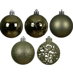 Lot de 35 boules de Noël (D60 mm) Aravis mix Vert romarin