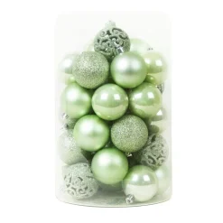 Lot de 35 boules de Noël (D60 mm) Aravis mix Vert Matcha