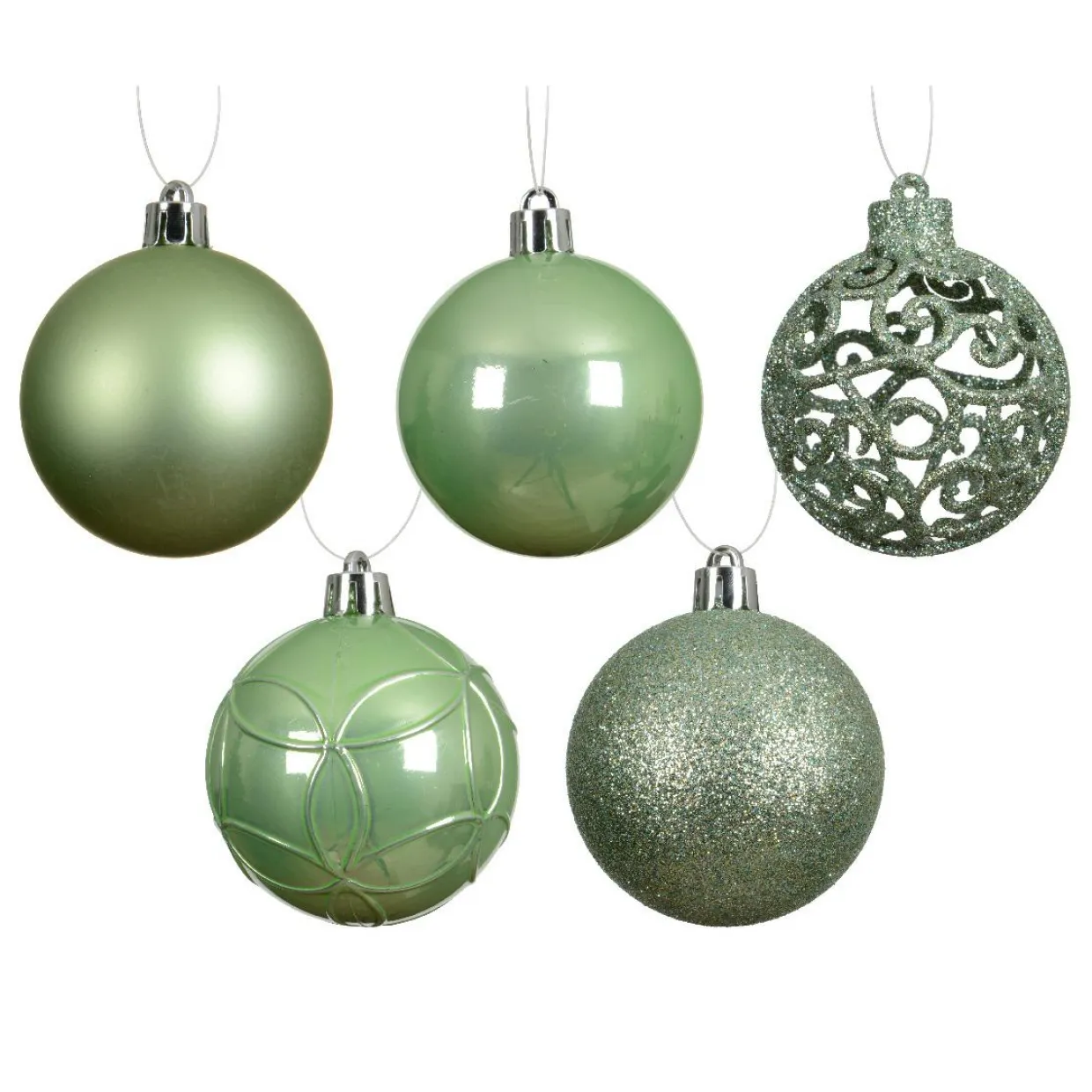 Lot de 35 boules de Noël (D60 mm) Aravis mix Vert Matcha