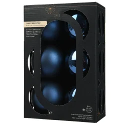 Lot de 6 boules de Noël (D80 mm) Aravis Bleu nuit