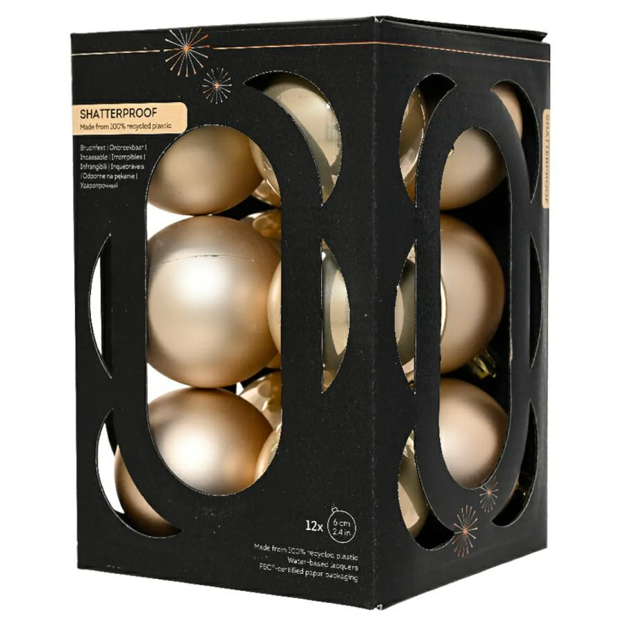 Lot de 12 boules de Noël (D60 mm) Aravis Perle