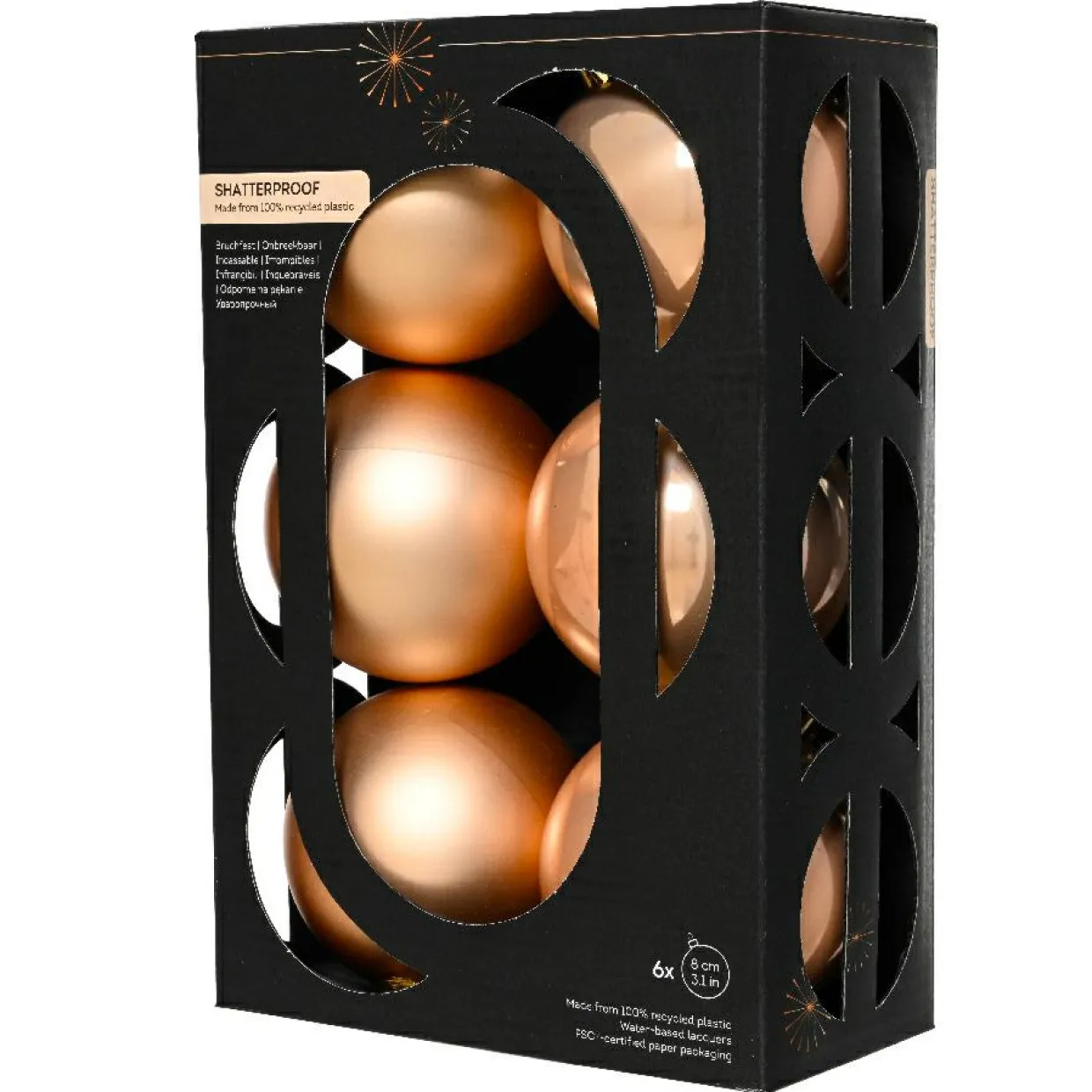 Lot de 6 boules de Noël (D80 mm) Aravis Pêche