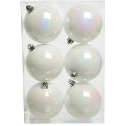 Lot de 6 boules de Noël (D80 mm) Aravis Blanc irisé