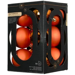 Lot de 12 boules de Noël (D60 mm) Aravis Orange