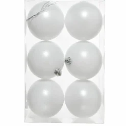 Lot de 6 boules de Noël (D80 mm) Aravis Blanc