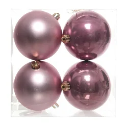 Lot de 4 boules de Noël (D100 mm) Aravis Vieux rose