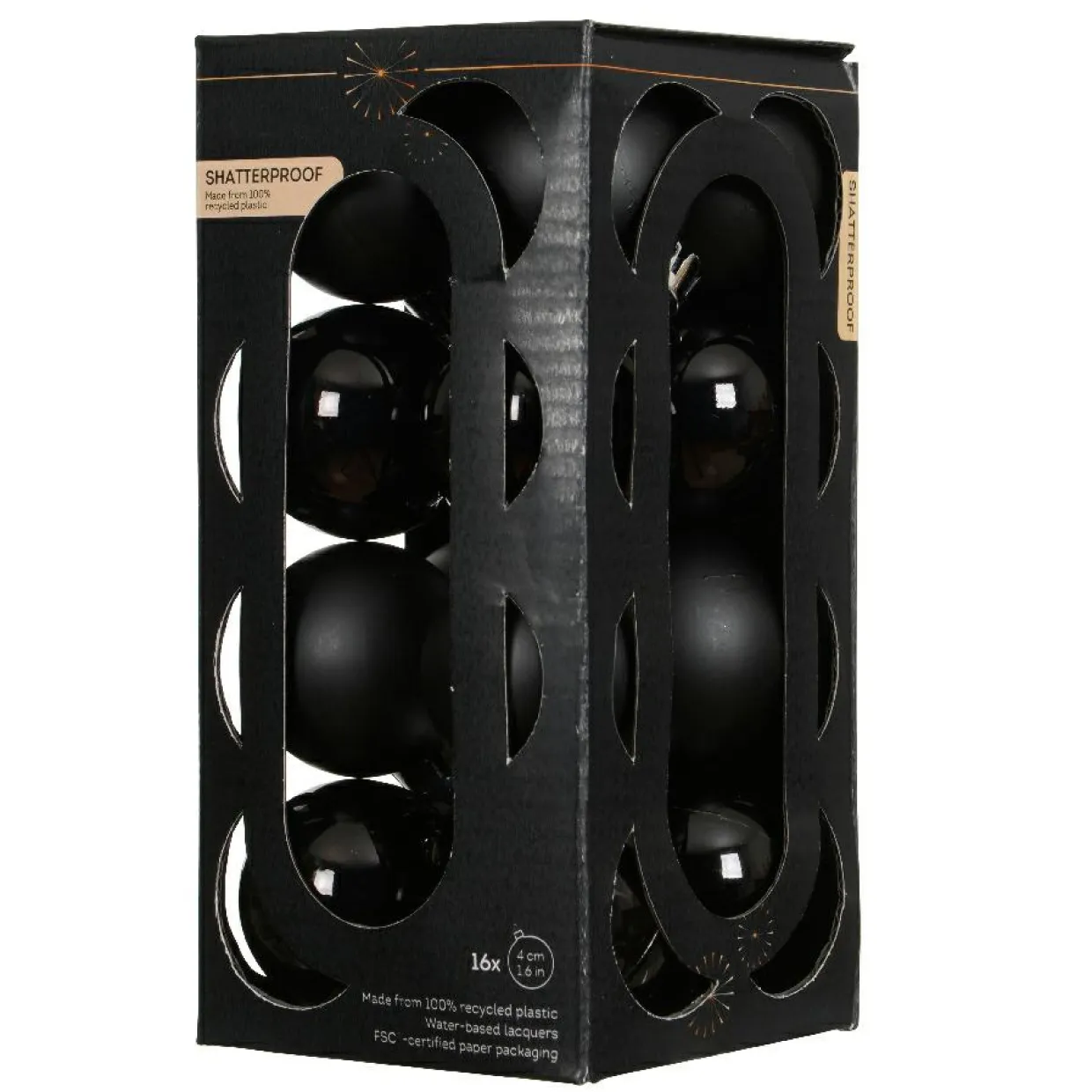 Lot de 16 boules de Noël (D40 mm) Aravis Noir