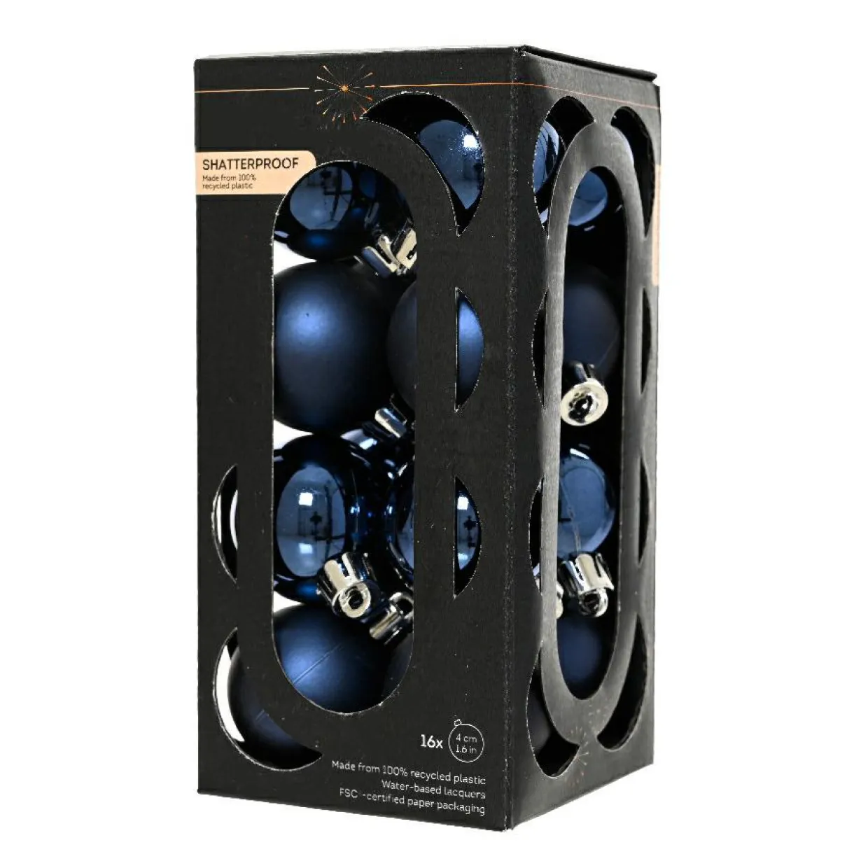 Lot de 16 boules de Noël (D40 mm) Aravis Bleu nuit