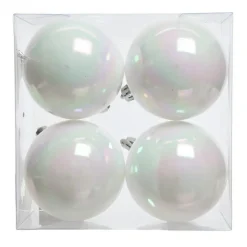 Lot de 4 boules de Noël (D100 mm) Aravis Blanc irisé