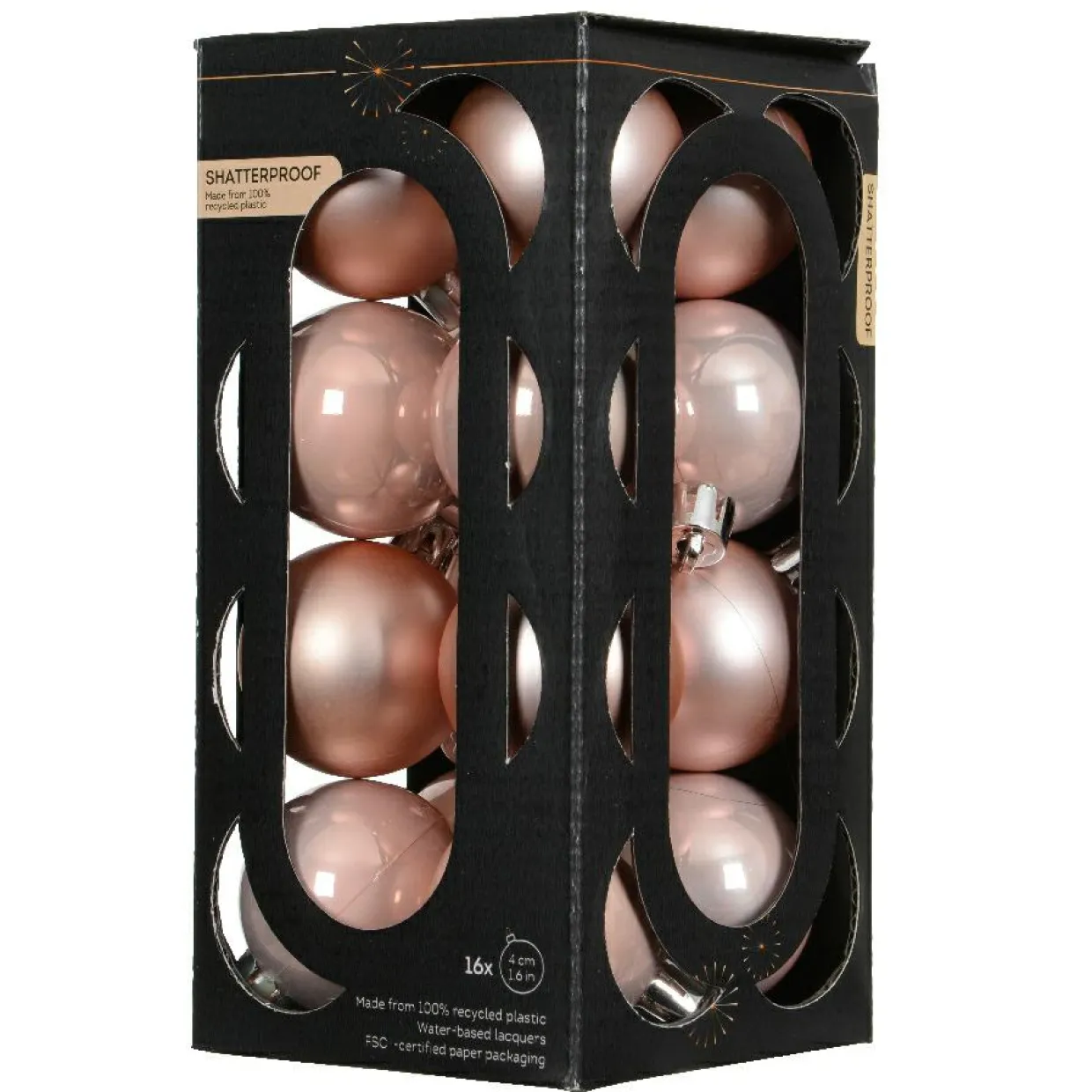 Lot de 16 boules de Noël (D40 mm) Aravis Rose poudré