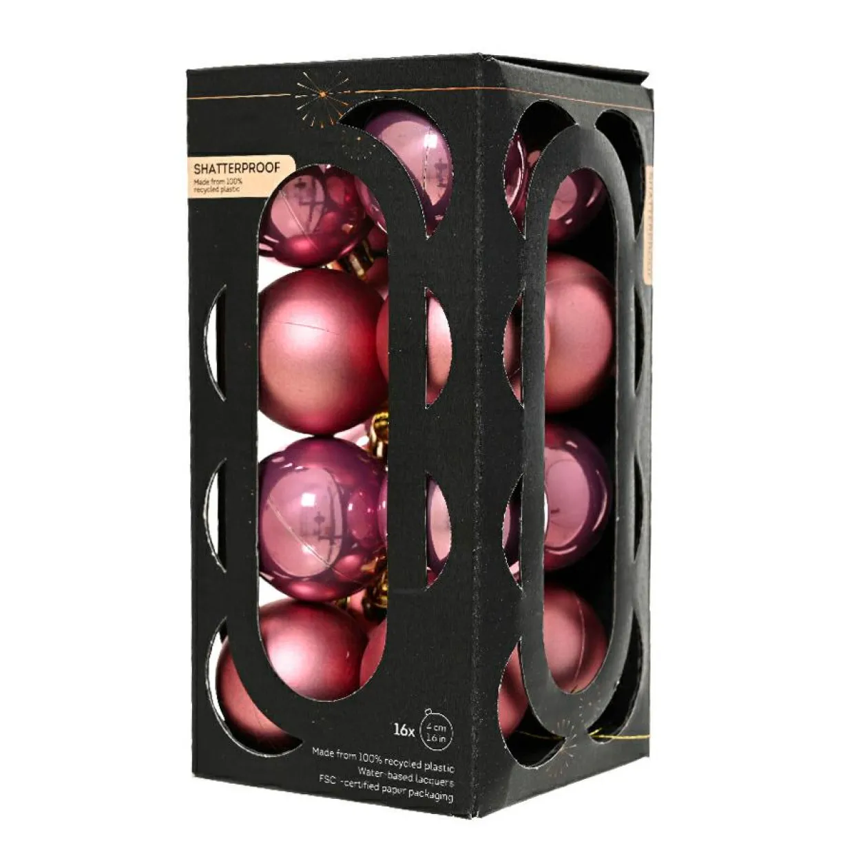 Lot de 16 boules de Noël (D40 mm) Aravis Vieux rose