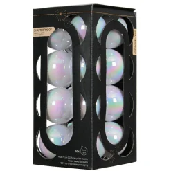Lot de 16 boules de Noël (D40 mm) Aravis Blanc irisé