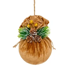 Lot de 3 boules de Noël (D80 mm) Ballotines de velours Naturel