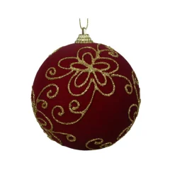 Lot de 12 boules de Noël (D100 mm) Château Bordeaux et or