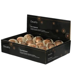 Lot de 12 boules de Noël (D80 mm) Elégance Brun café