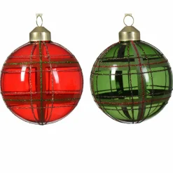 Lot de 12 boules de Noël (D80 mm) en verre Lauri Rouge