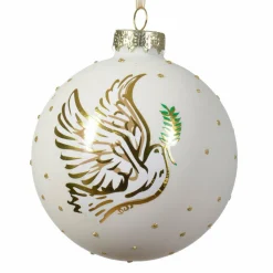 Lot de 3 boules de Noël (D80 mm) en verre Colombe Blanc laine