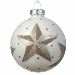 Lot de 3 boules de Noël (D80 mm) en verre Bélia Blanc