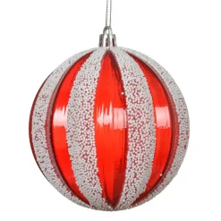 Lot de 12 boules de Noël (D80 mm) Fantasia perlées Rouge et blanc