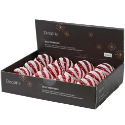 Lot de 12 boules de Noël (D80 mm) Fantasia perlées Rouge et blanc