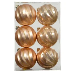 Lot de 6 boules de Noël (D80 mm) Glam chic Pêche