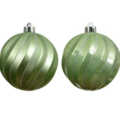 Lot de 6 boules de Noël (D80 mm) Glam chic Vert matcha