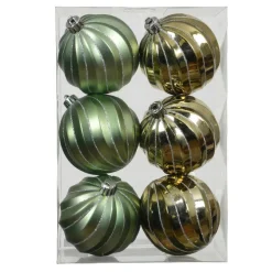 Lot de 6 boules de Noël (D80 mm) Glam chic Vert romarin