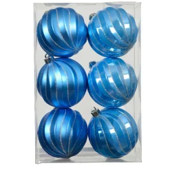 Lot de 6 boules de Noël (D80 mm) Glam chic Bleu ciel