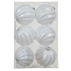Lot de 6 boules de Noël (D80 mm) Glam chic Blanc