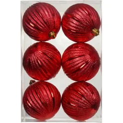 Lot de 6 Boules de Noël (D80 mm) Glitter Rouge