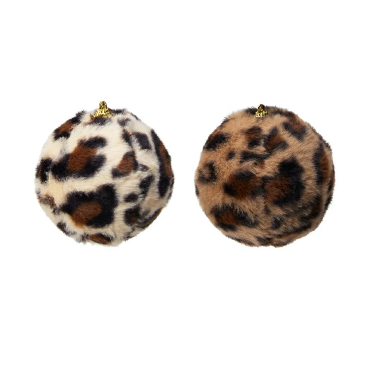 Lot de 12 boules de Noël (D100 mm) Léopard Beige et marron