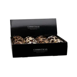 Lot de 12 boules de Noël (D100 mm) Léopard Beige et marron