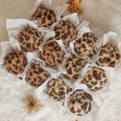 Lot de 12 boules de Noël (D80 mm) Léopard Beige et marron