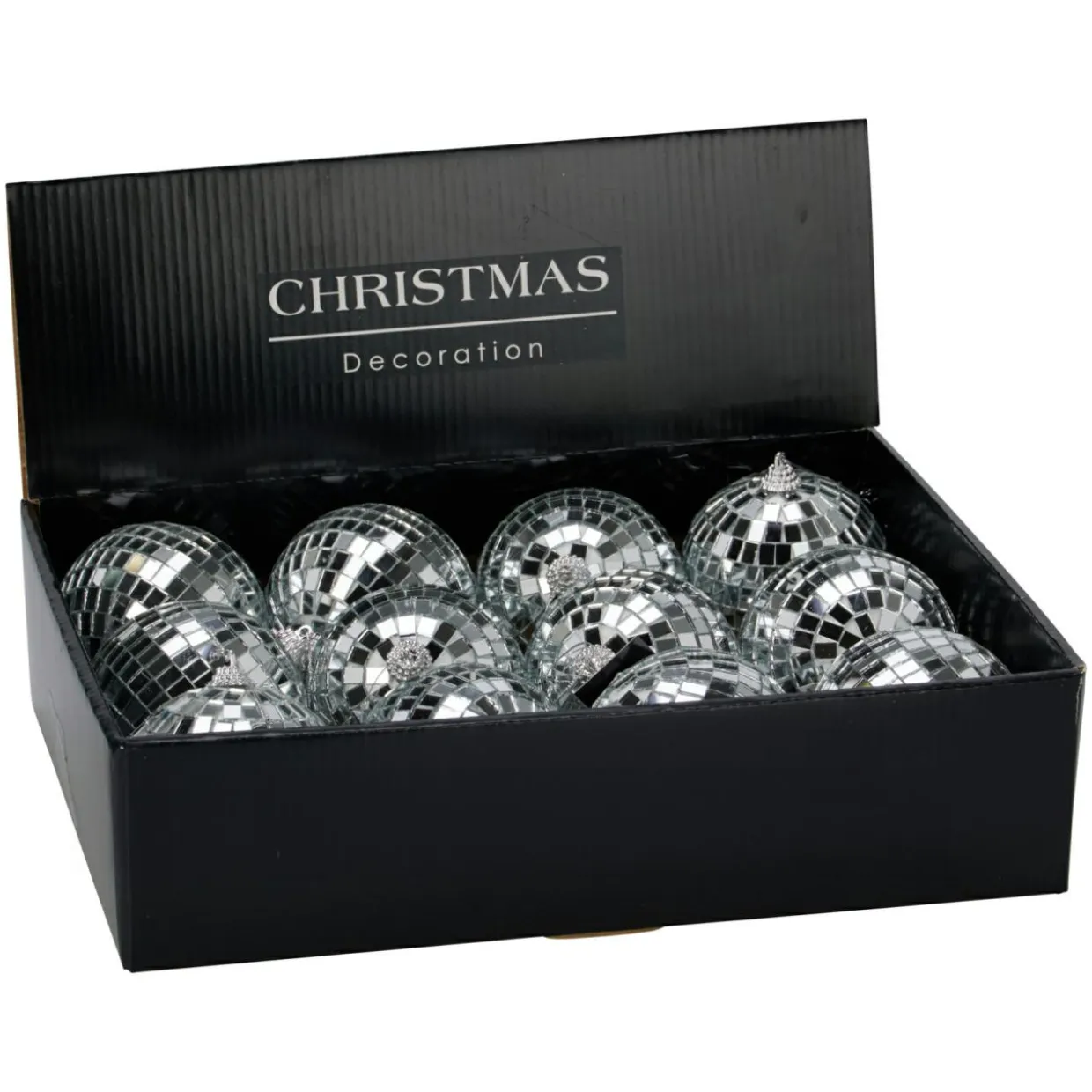 Lot de 12 boules de Noël (D80 mm) Night Fever Argent