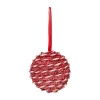 Lot de 6 boules de Noël (D80 mm) Rayé Fantaisie Rouge et blanc