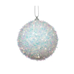 Lot de 12 boules de Noël (D80 mm) Sequins Blanc irisé