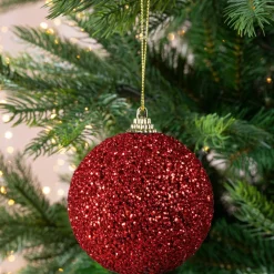 Lot de 12 boules de Noël (D80 mm) Sury Rouge