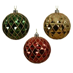 Lot de 12 boules de Noël (D80 mm) Venise de nuit Multicolore pailleté or
