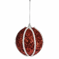 Lot de 12 boules de Noël (D80 mm) Zébrures Rouge