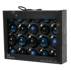 Lot de 21 boules de Noël en verre Assorties Cristal Bleu nuit