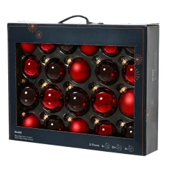 Lot de 21 boules de Noël en verre Assorties Cristal Bordeaux