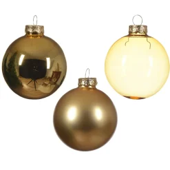 Lot de 21 boules de Noël en verre Assorties Cristal Or