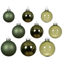 Lot de 21 boules de Noël en verre Assorties Cristal Vert romarin
