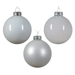 Lot de 21 boules de Noël en verre Assorties Cristal Blanc d'hiver